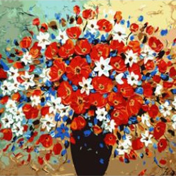 호아네문구점 DIY 쉬운 명화 유화그리기 세트 A-171 백만송이 붉은꽃 중형 40x50